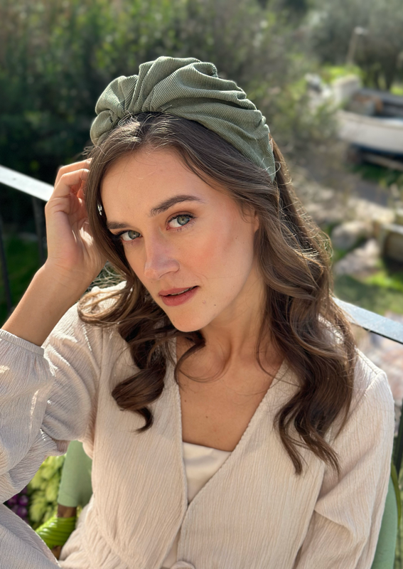 Celine Headband, sage corduroy