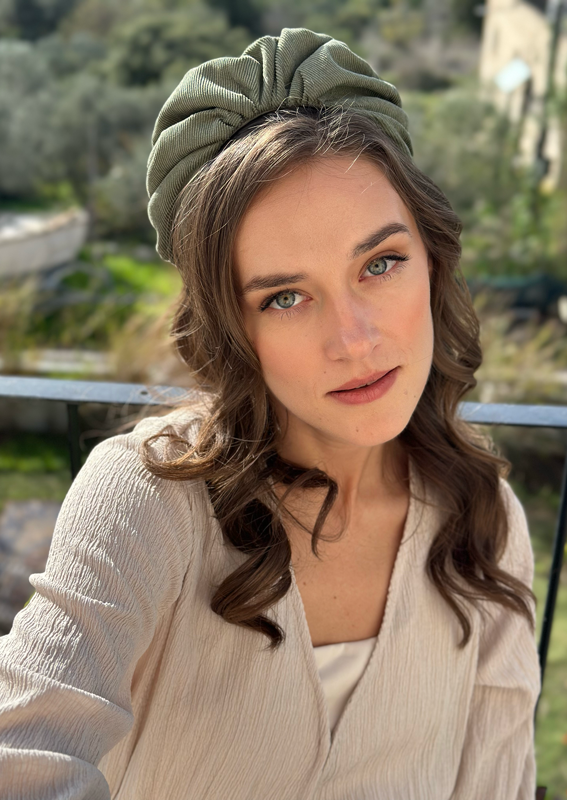 Celine Headband, sage corduroy