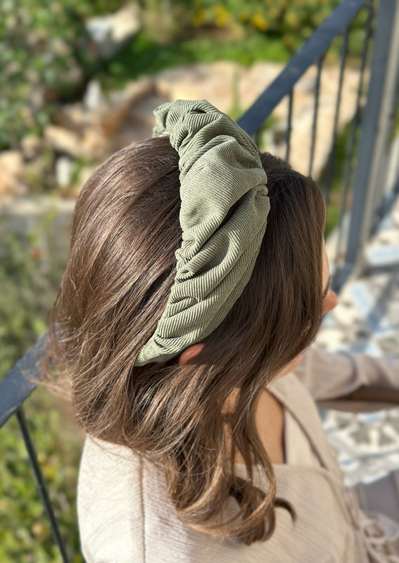 Celine Headband, sage corduroy