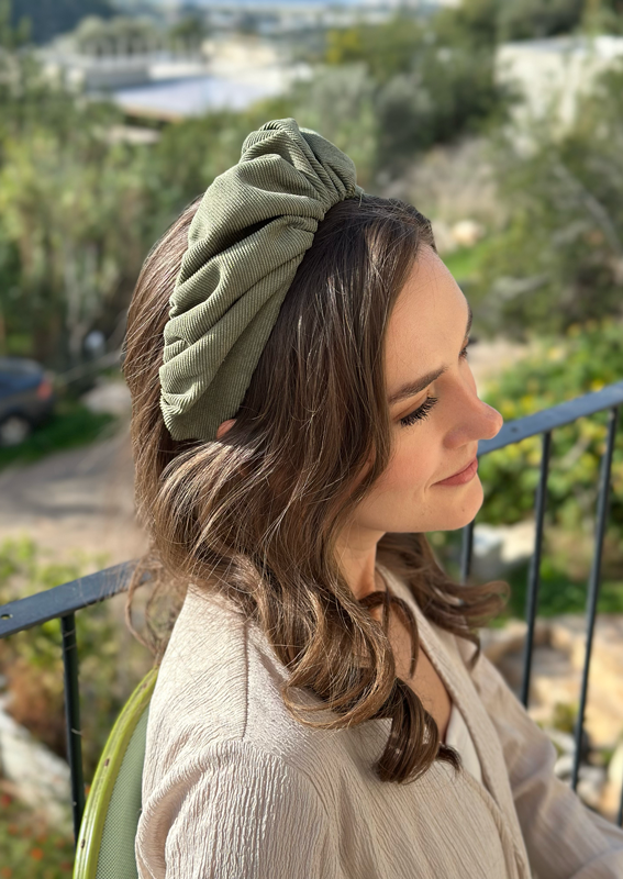 Celine Headband, sage corduroy