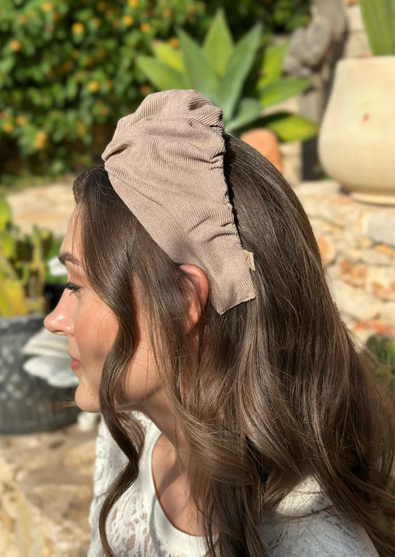 Wide Celine Headband, Camel corduroy