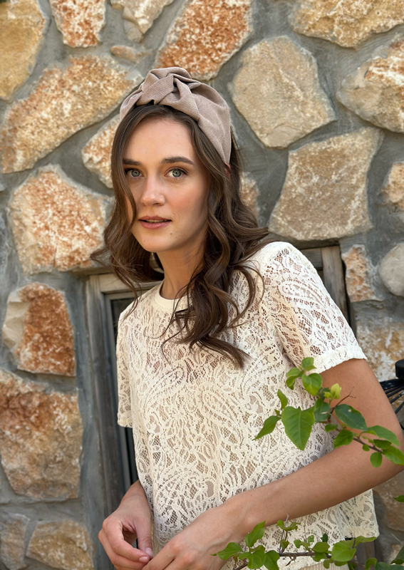 Wide Suf Headband, Camel corduroy
