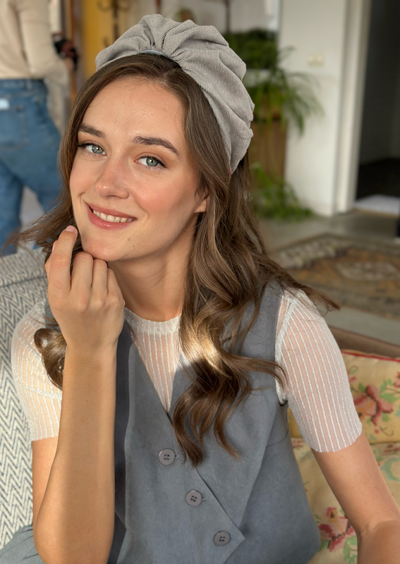 Celine Headband, gray corduroy