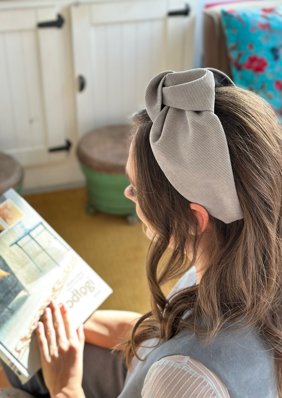 Wide Suf Headband, Gray corduroy