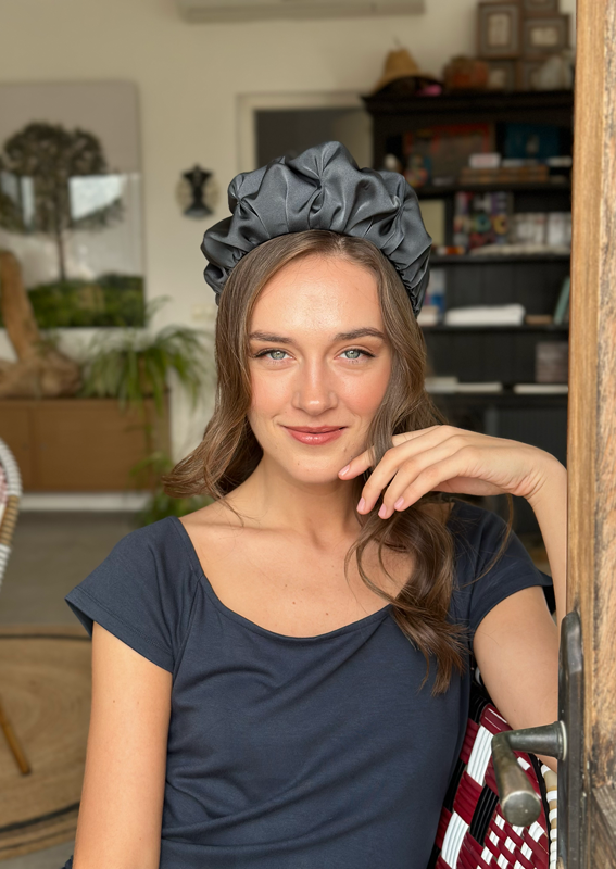 Wide Amur Headband, Charcoal gray