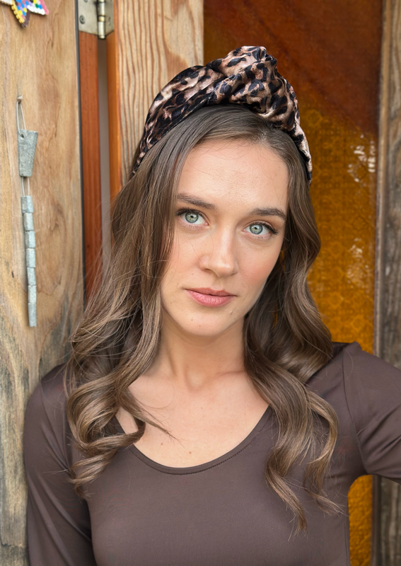 Wide Suf Headband, Leopard Velvet