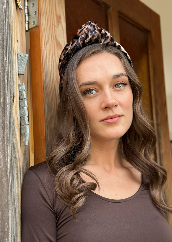 Wide Suf Headband, Leopard Velvet
