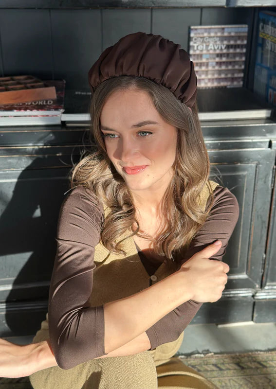 Wide Mila Headband, Chocolate Brown