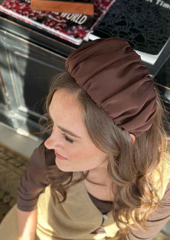 Wide Mila Headband, Chocolate Brown