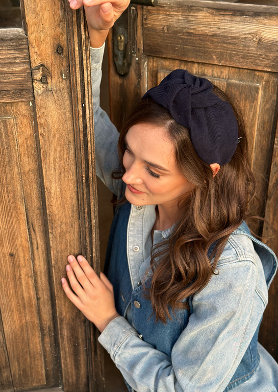 Wide Suf Headband, Blue corduroy