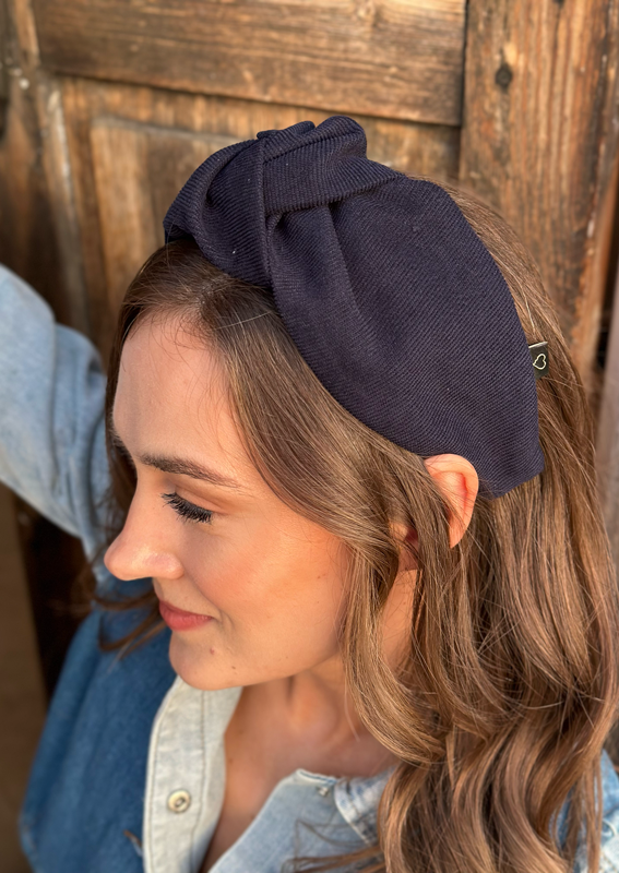 Wide Suf Headband, Blue corduroy