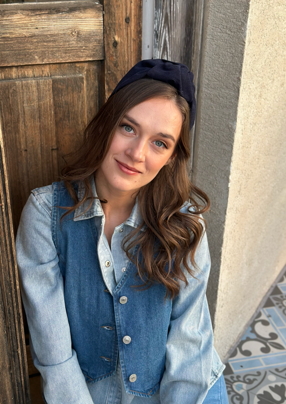 Wide Suf Headband, Blue corduroy