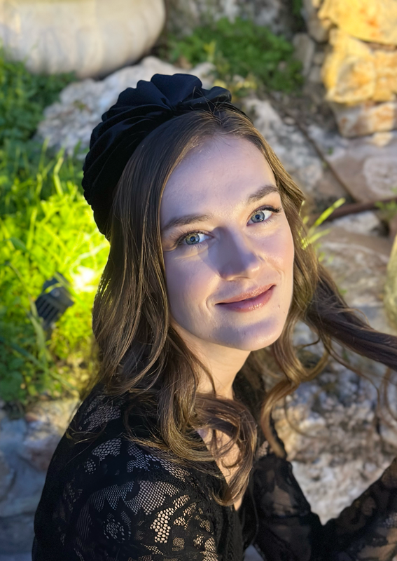 Wide Celine Headband, Black Velvet