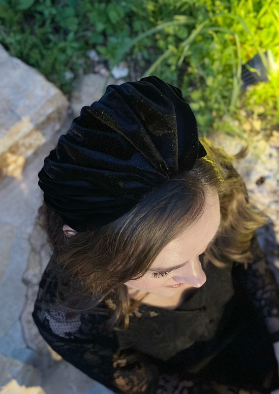 Wide Celine Headband, Black Velvet