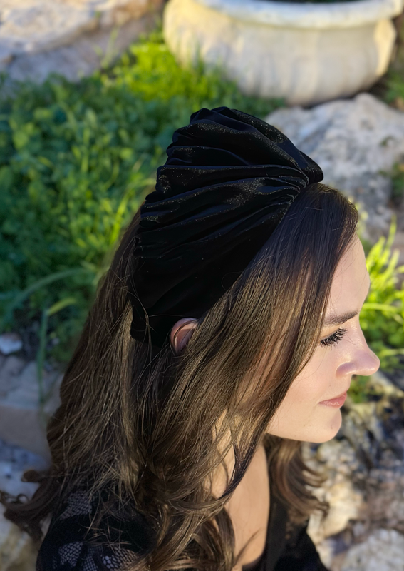 Wide Celine Headband, Black Velvet