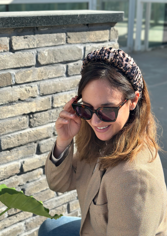 Mila Headband, Leopard Velvet