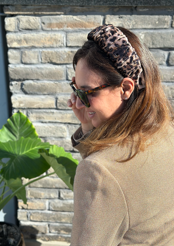 Mila Headband, Leopard Velvet