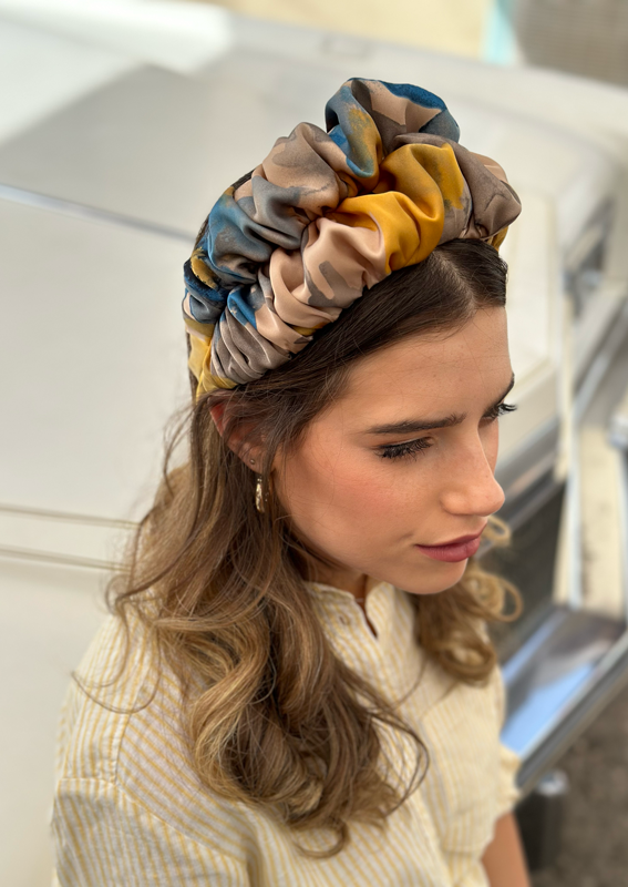 Wide Nemesis Headband, Blue & Nude