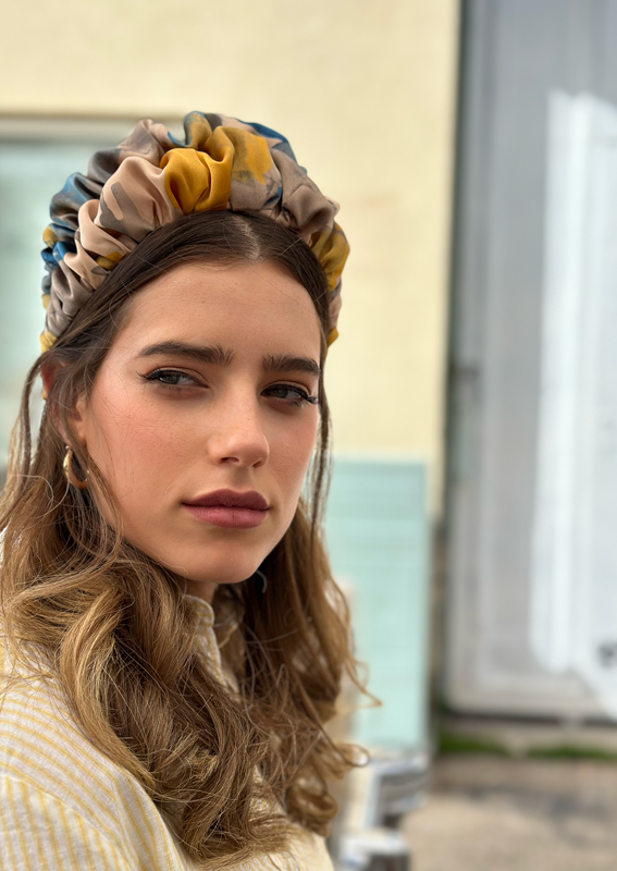 Wide Nemesis Headband, Blue & Nude