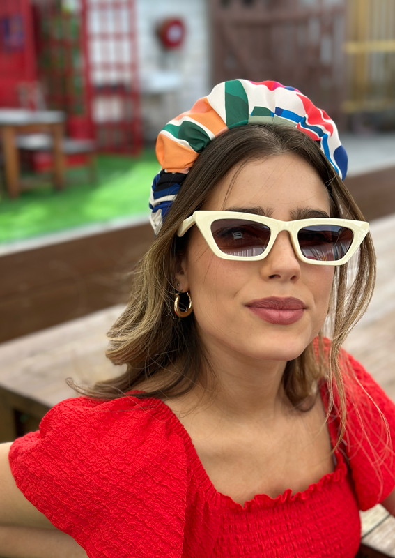 Jan Headband, Patterned Fuchsia