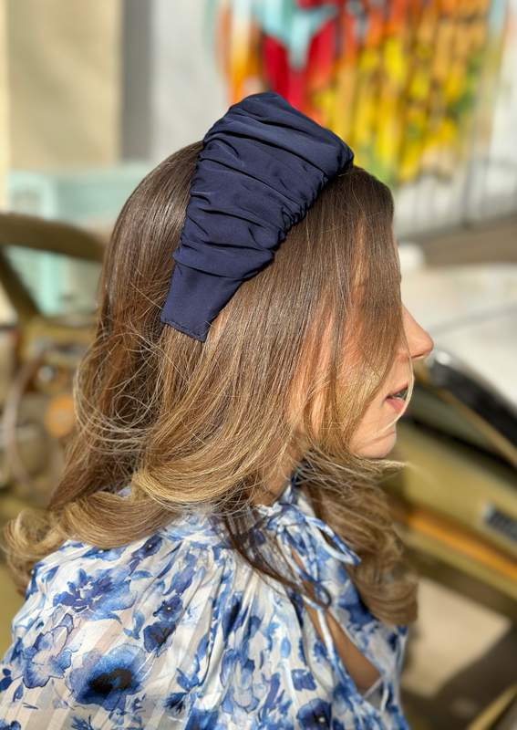 Wide Mila Headband, Navy Blue