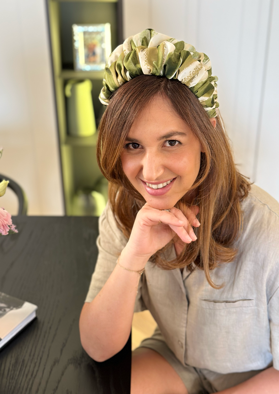 Wide Nemesis Headband, Green & Beige