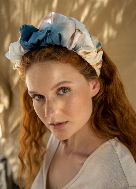 Wide Amur Headband, Blue & Brown