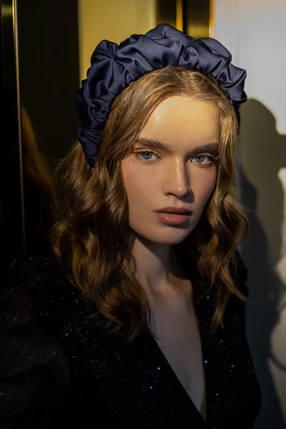 Wide Mary Headband, Navy Blue