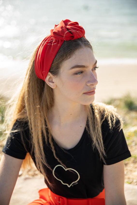 Tie-in-Back Agatha Headband, Red