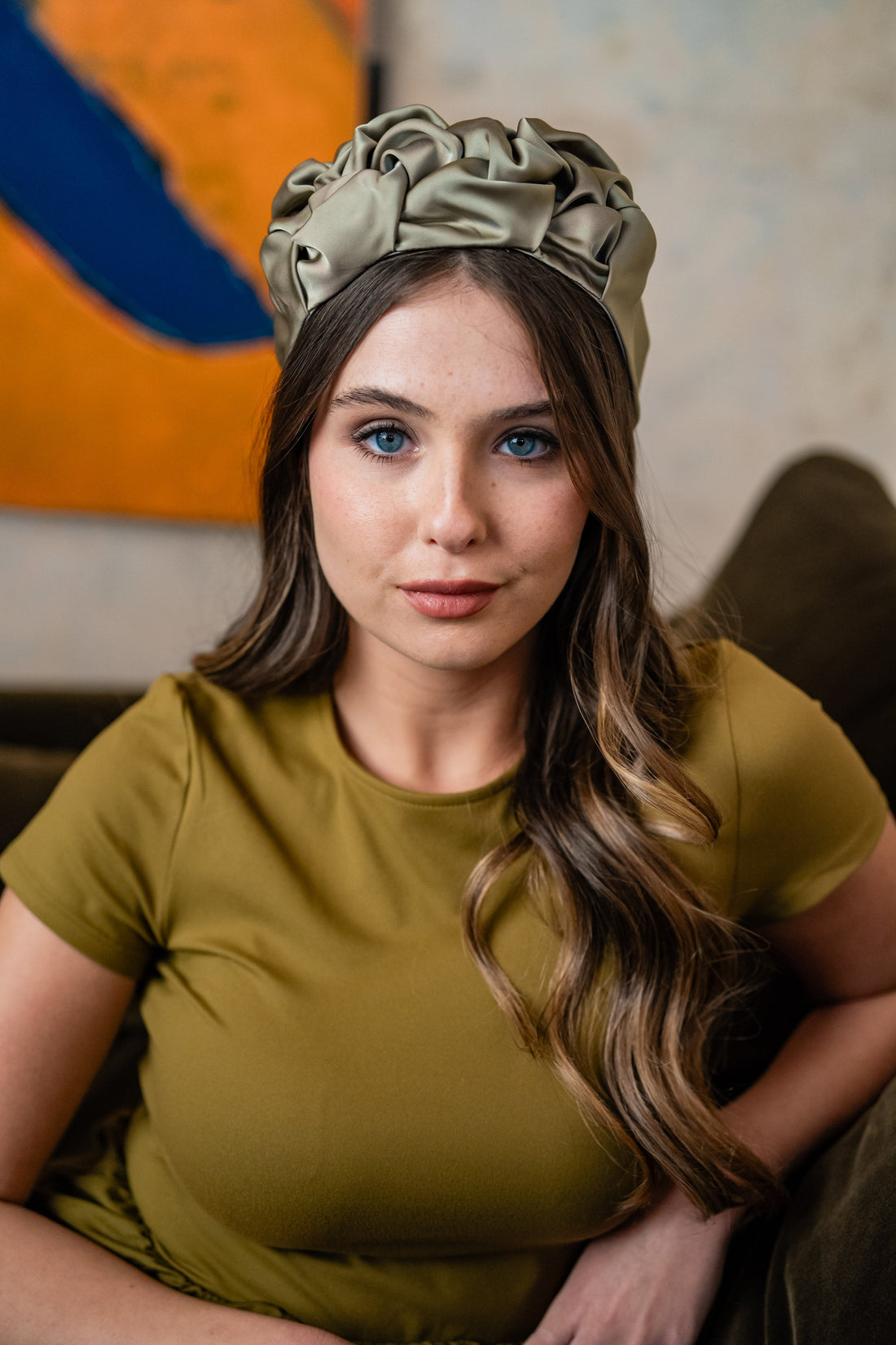 Ellen Wide Smoky Green Headband