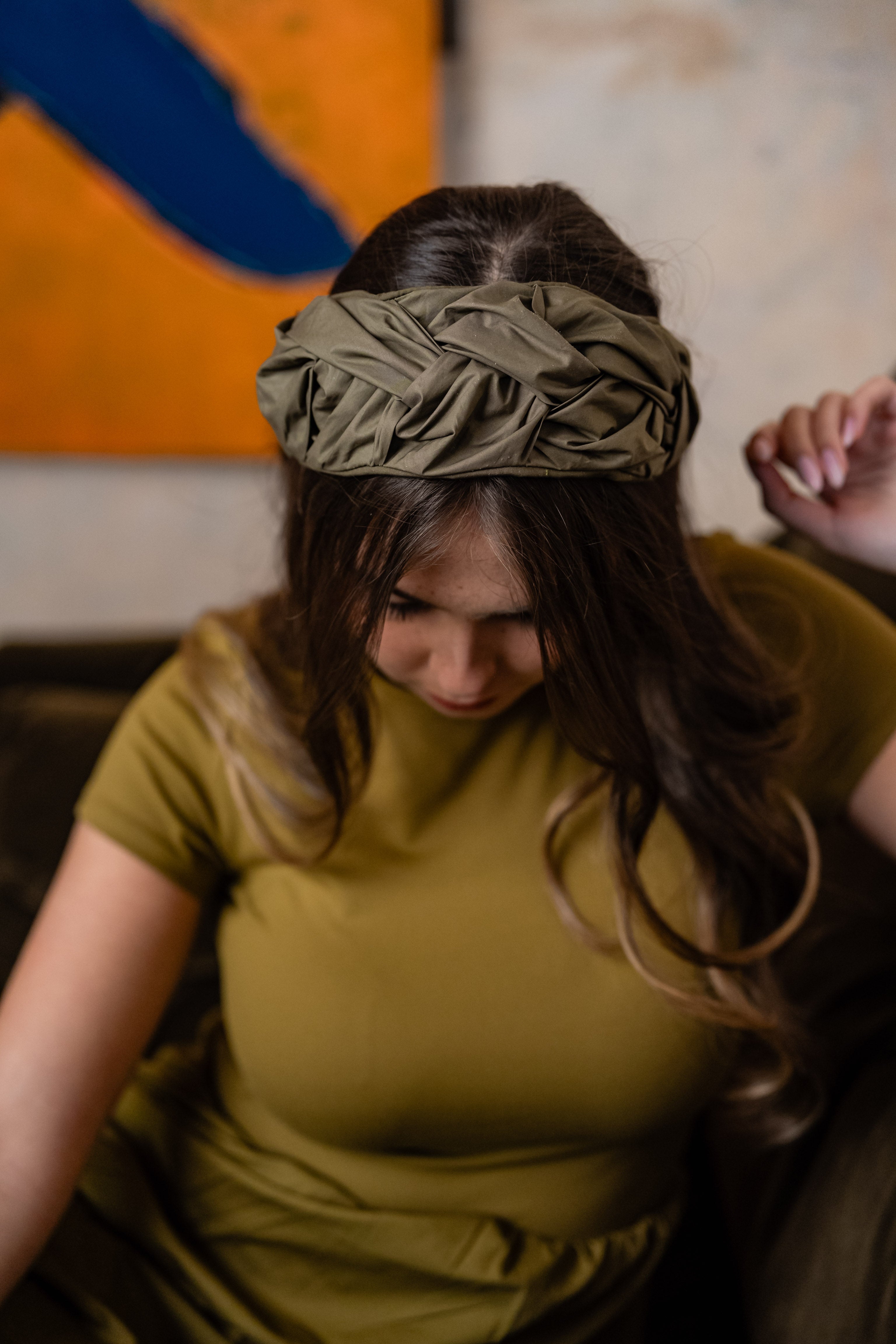 Luna Olive Green Tie Headband