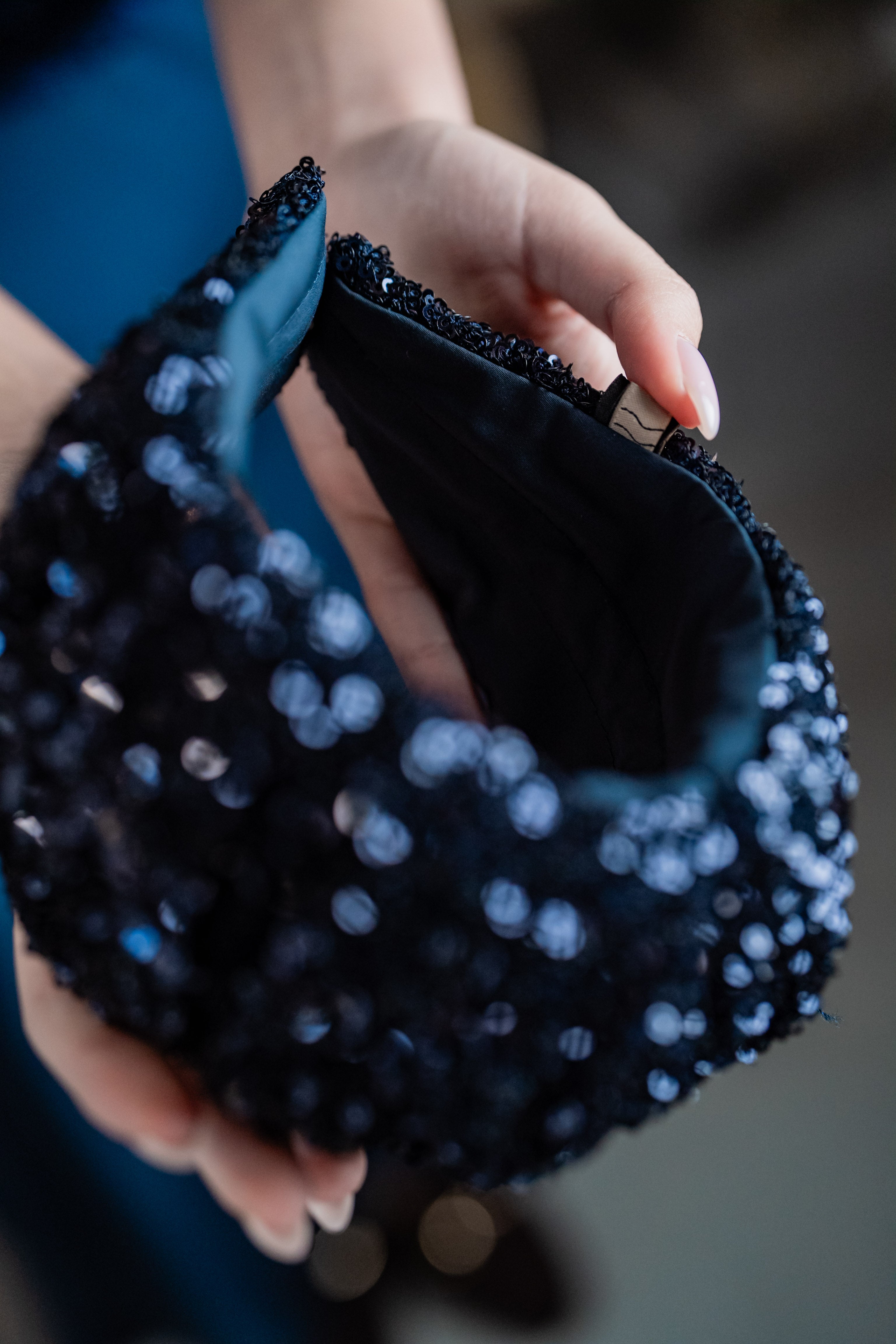 Cassia Medium Blue Sequin Headband