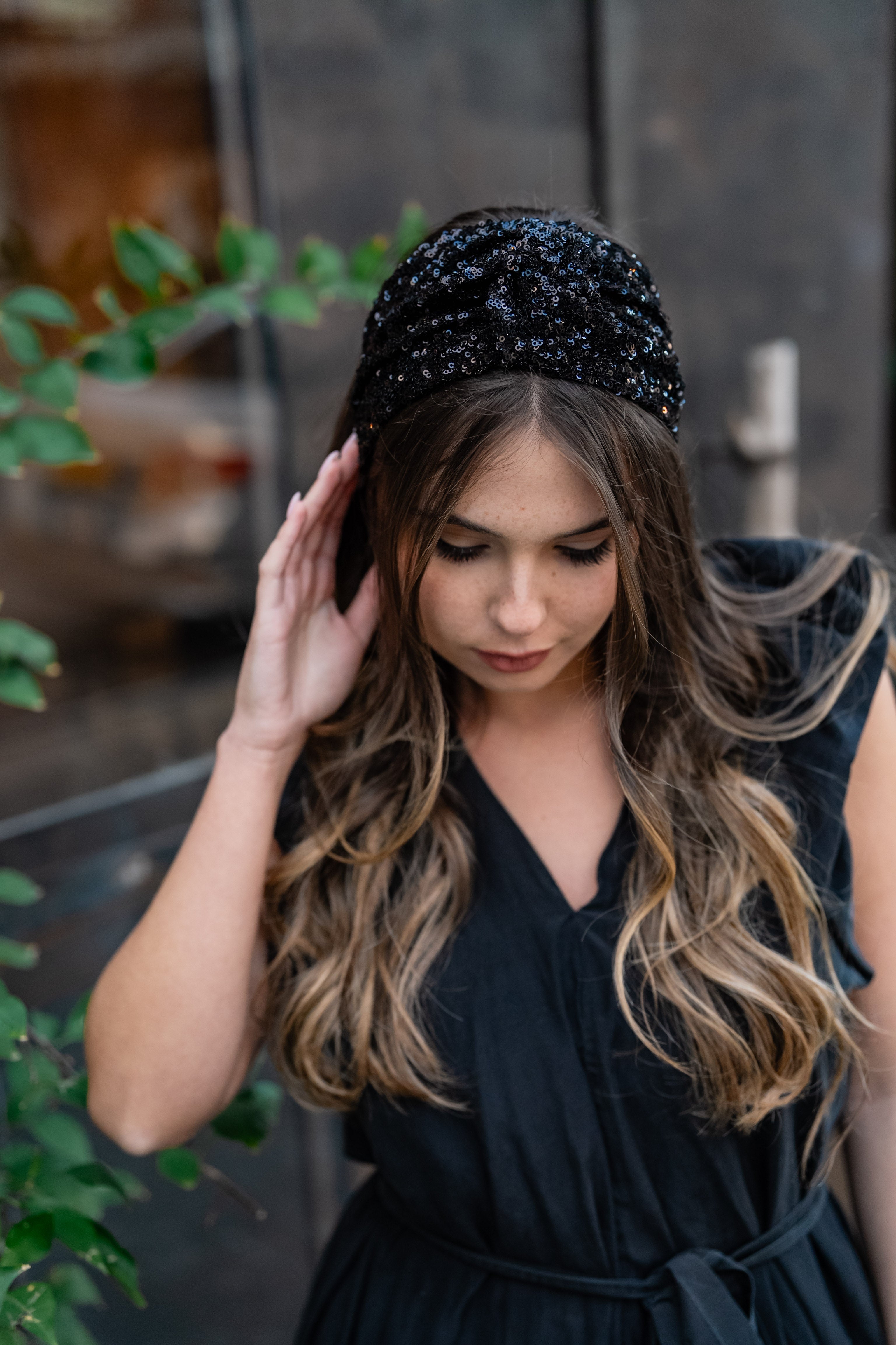 Zoe Black Sequin Headband