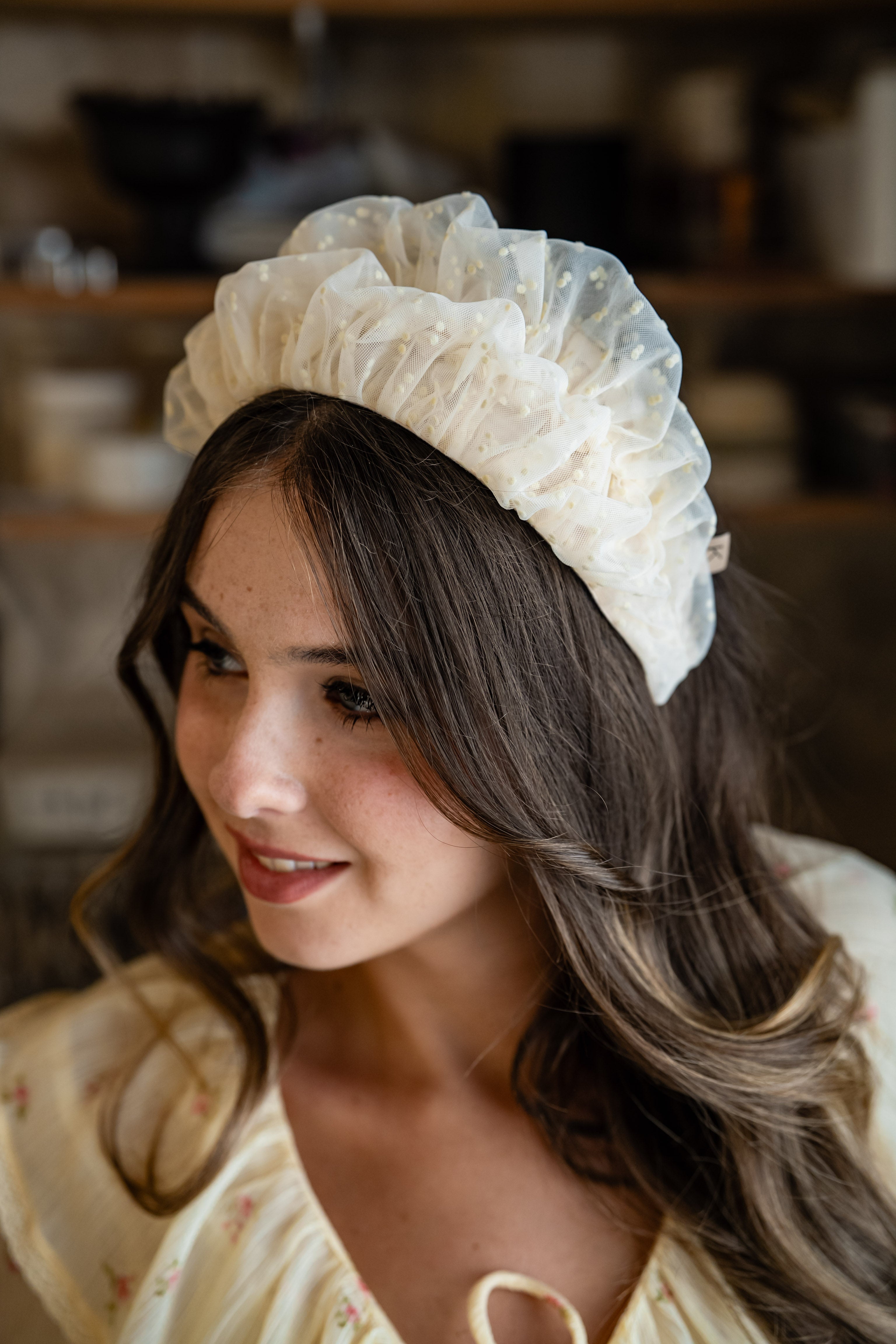 Renee Medium Butter Polka Dot Headband