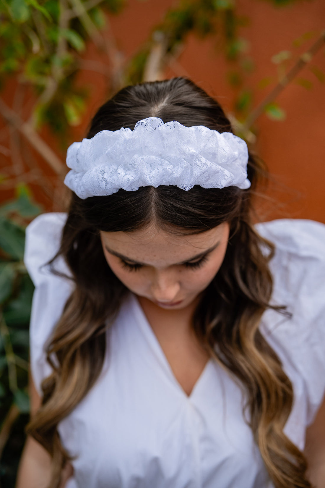 Renee Narrow White Lace Headband