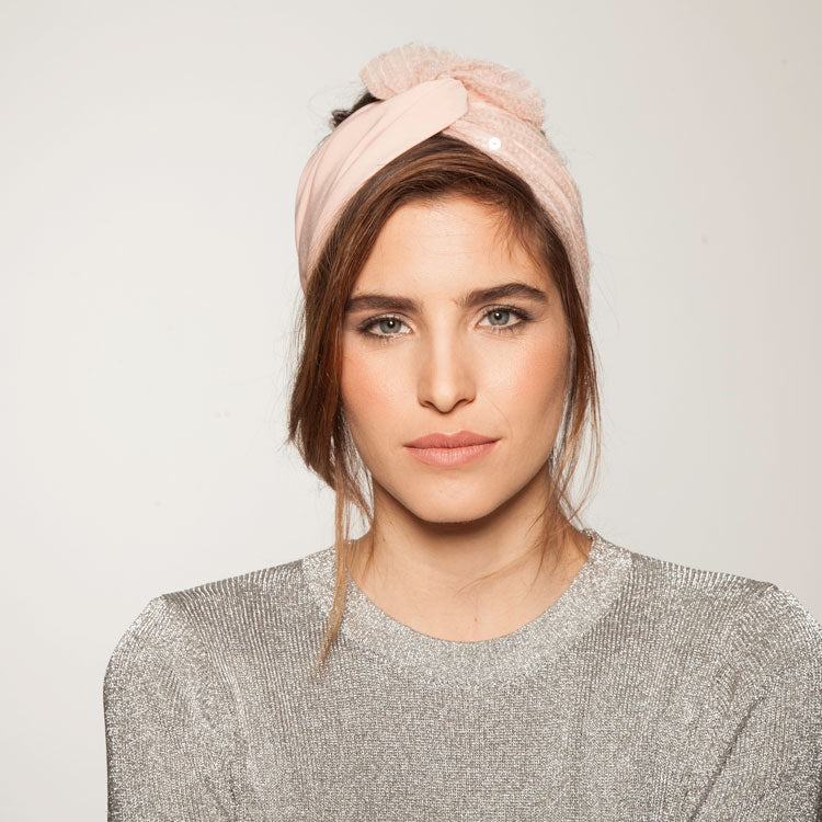 Velcro Lotus Headband, Pink & Nude Sparkles