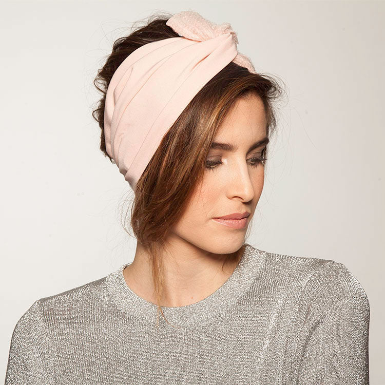 Velcro Lotus Headband, Pink & Nude Sparkles