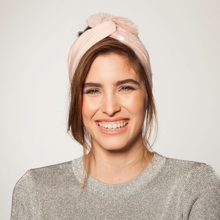 Velcro Lotus Headband, Pink & Nude Sparkles