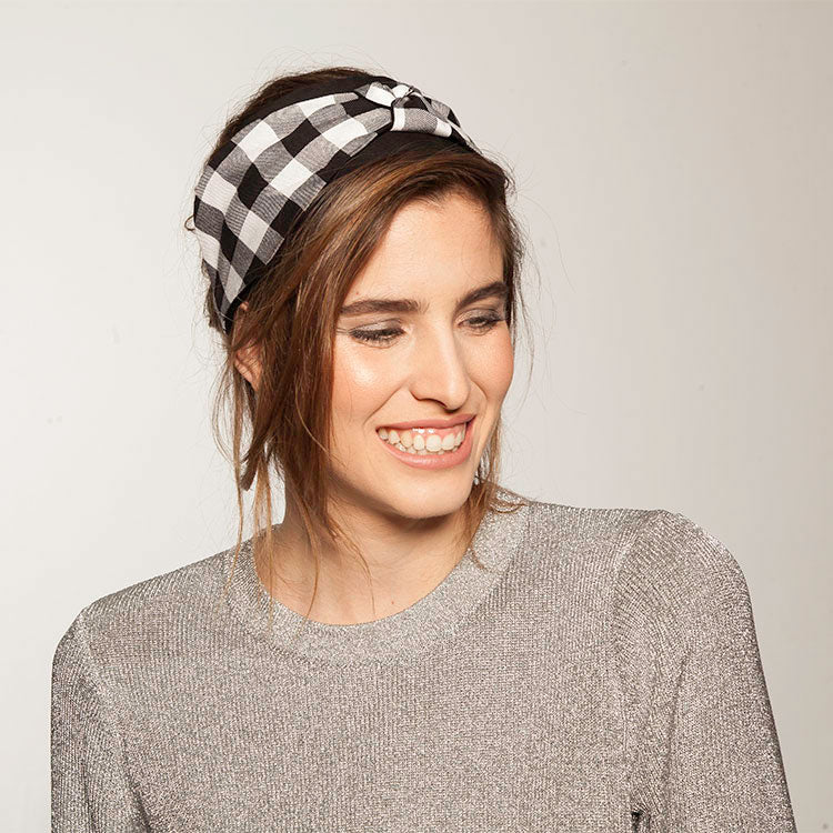 Twist Headband, Black & White Checkered