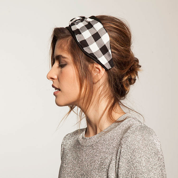 Twist Headband, Black & White Checkered
