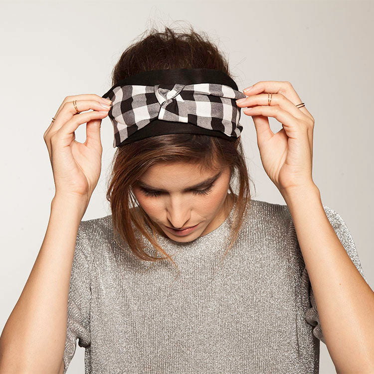 Twist Headband, Black & White Checkered