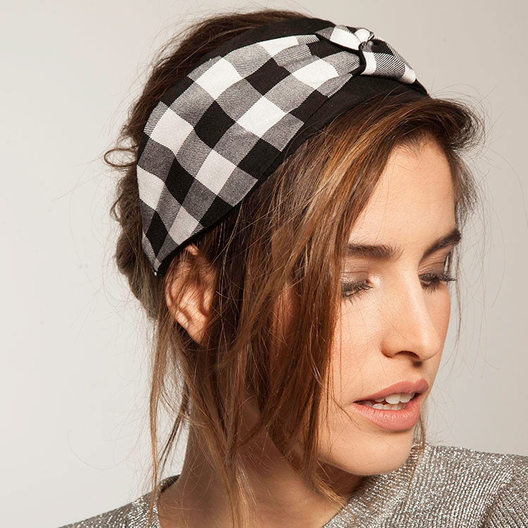 Twist Headband, Black & White Checkered