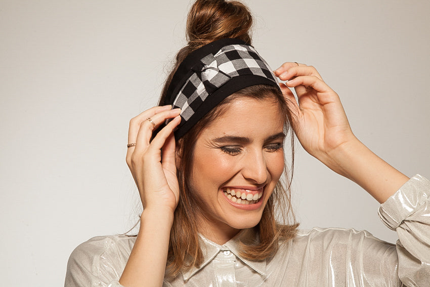 Twist, Tie-in-Back, Black & White Checkered