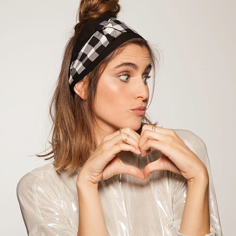 Twist, Tie-in-Back, Black & White Checkered
