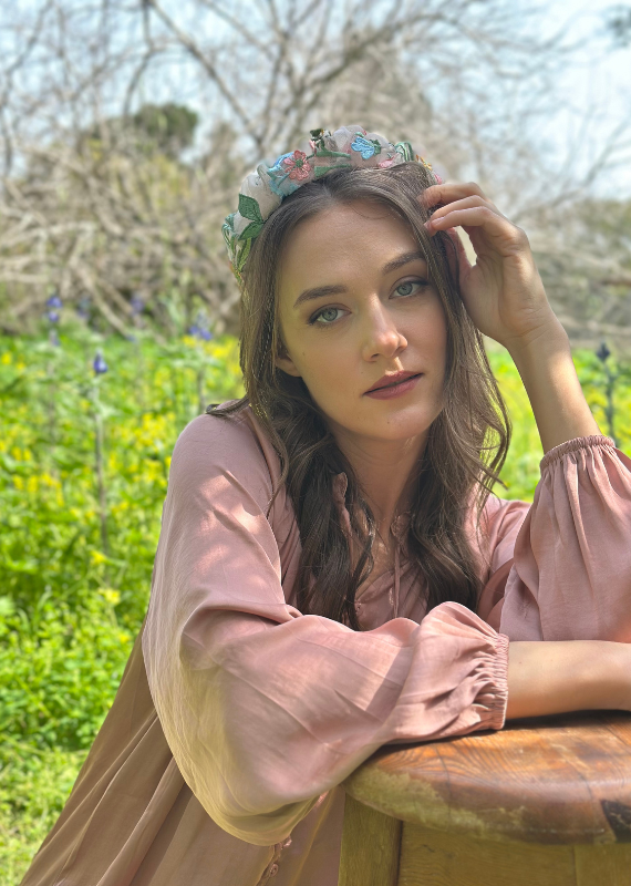 Viola Headband, Floral Nude