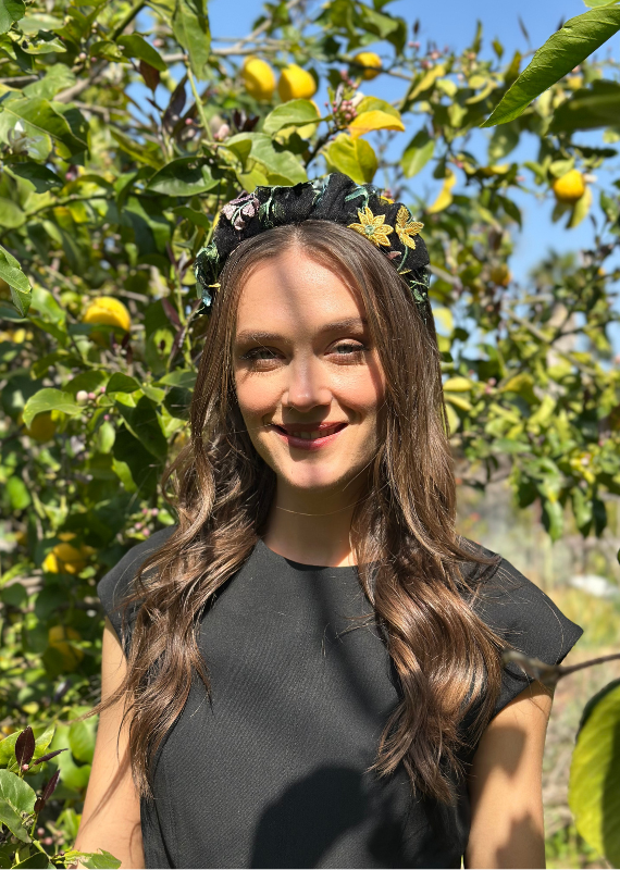 Viola Headband, Floral Black