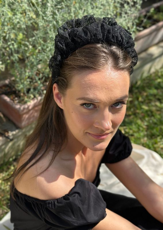 Renee Headband, Black organza
