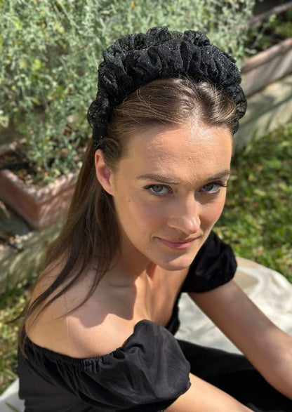 Renee Headband, Black organza