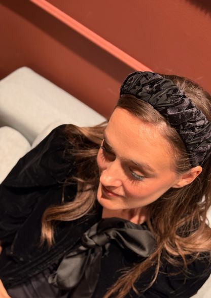 Viola Petite Velvet Headband – Black