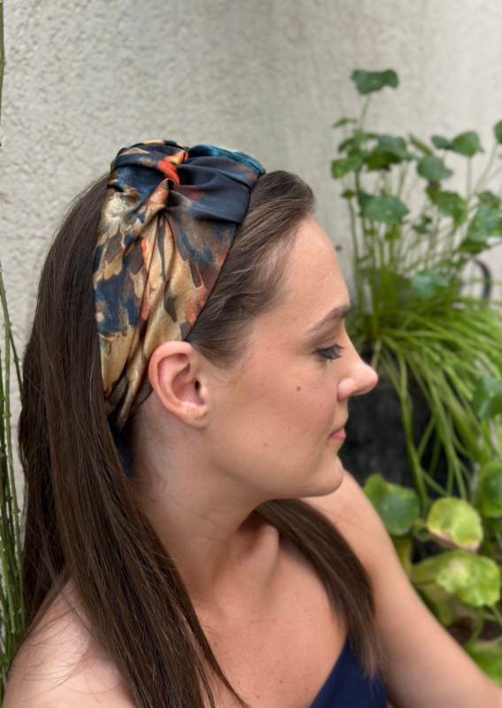 Nemesis, Tie-in-Back, Turquoise Print
